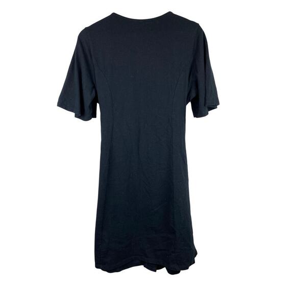 Asos Women's 14 Black Button Up Belted Flutter Sleeve Mini Dress - Picture 2 of 6